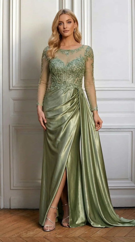 Robe de Soirée Longue Vert Sauge